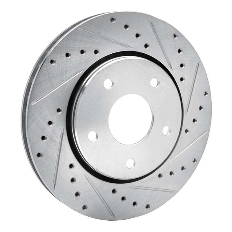 Chrysler Town & Country Brake Rotor (1) - Front Right - R1 Concepts - Drilled & Slotted - Silver - `08-`16